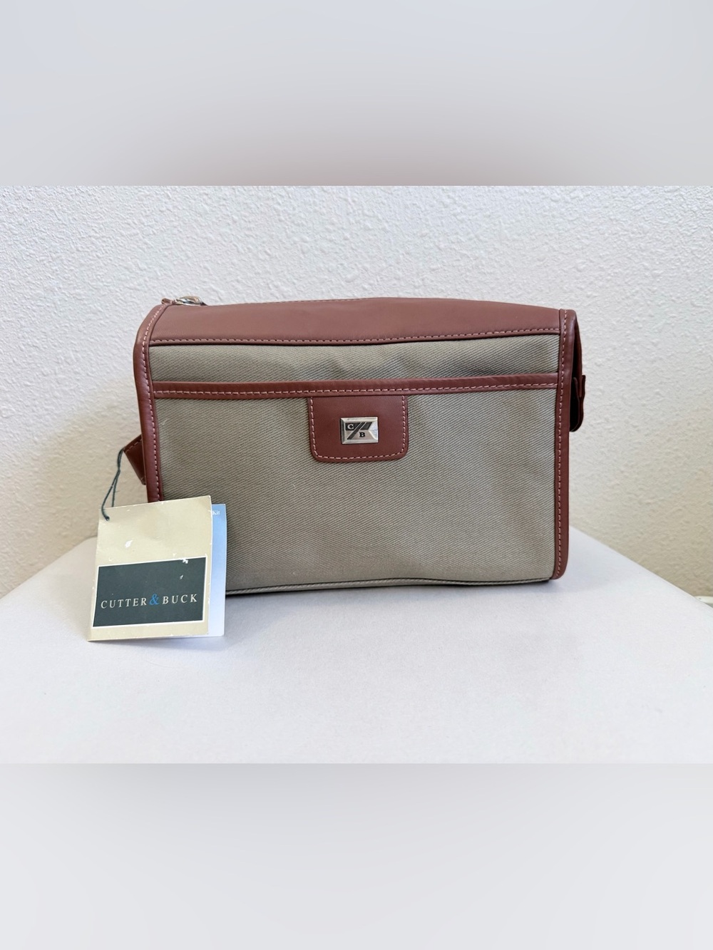 Vintage Cutter & Buck NWT Leather Canvas Men's Toiletry Dopp Kit Travel Bag